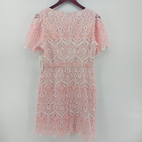 Shoshanna Ezmerelda V-Neck Lace Dress Pink Size 10 - Picture 3 of 8